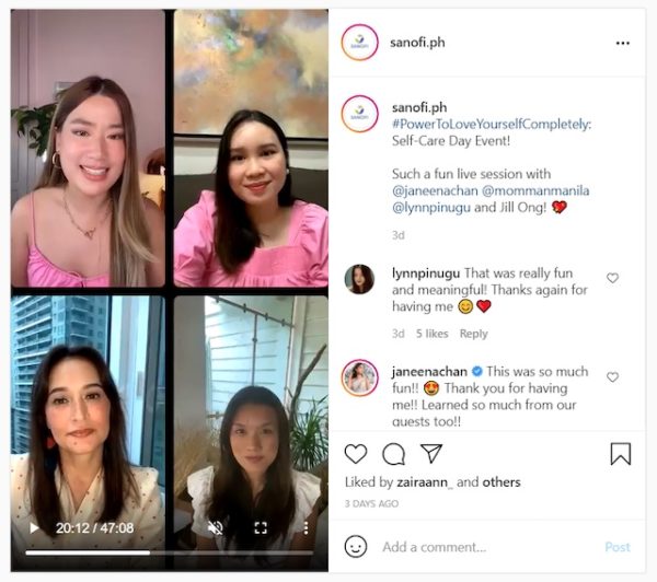 Sanofi Ph's Power To Love Yourself Completely IG Live Event: An International Self Care Day Celebration